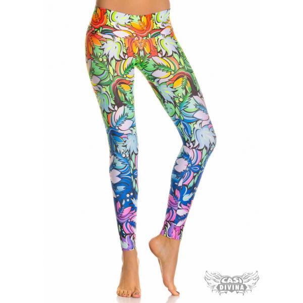 legging con cintura alta y estampado sublimado exclusivo floral multicolor